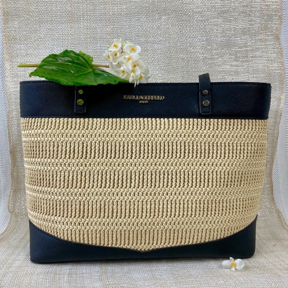 Karl Lagerfeld raffia tote
